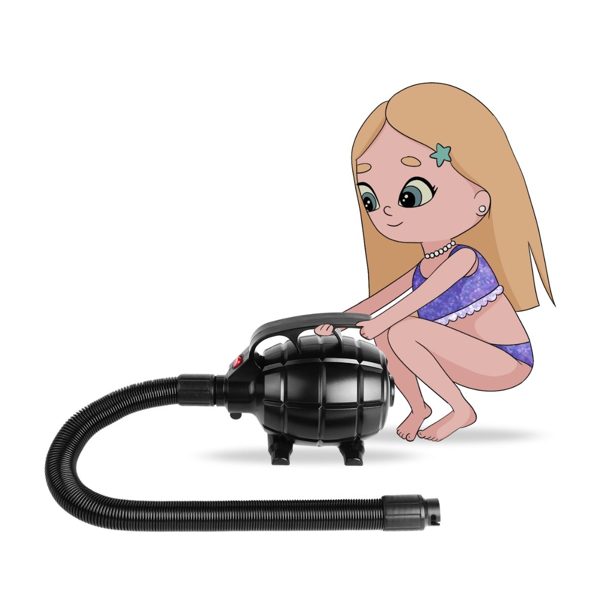 Elektrische Airtrack pomp 500W in gebruik bij het oppompen van Airtrack